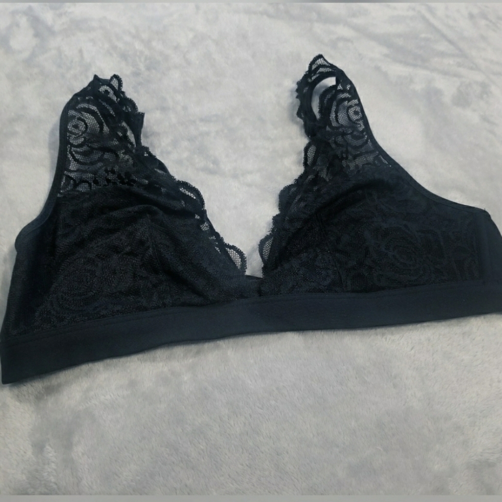 💘 PINK Black Lace Plunge Bralette